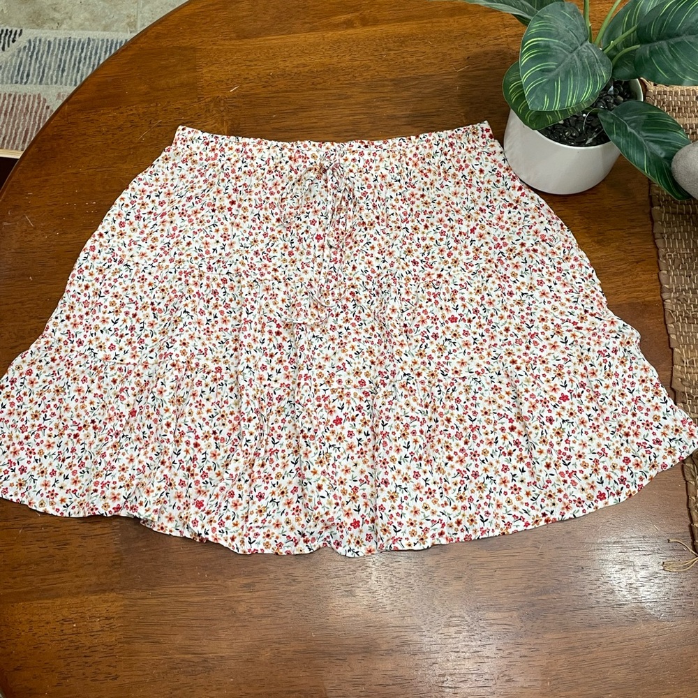 Floral Print Flowy Skirt